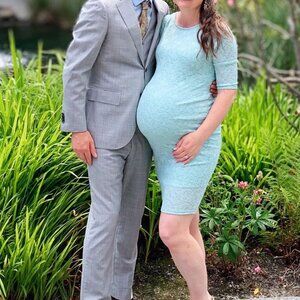 Blue Lace Maternity Dress